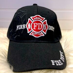 Fire Department Black Embroidered Baseball Cap